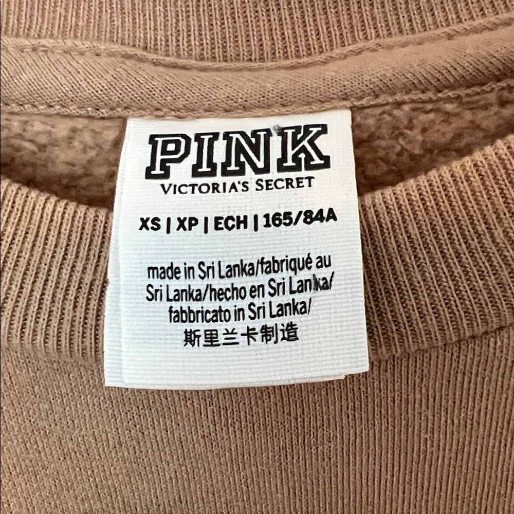 PINK Victoria's Secret Light Brown T-Shirt in a Sweatshirt Material Size XS - Picture 2 of 3